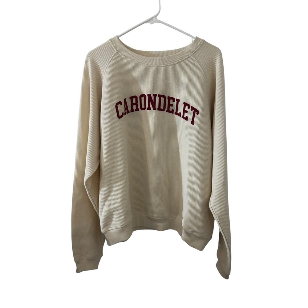 Pennant Sportswear CARONDELET Cream Ribbed Pullover Sweatshirt Size M NWT